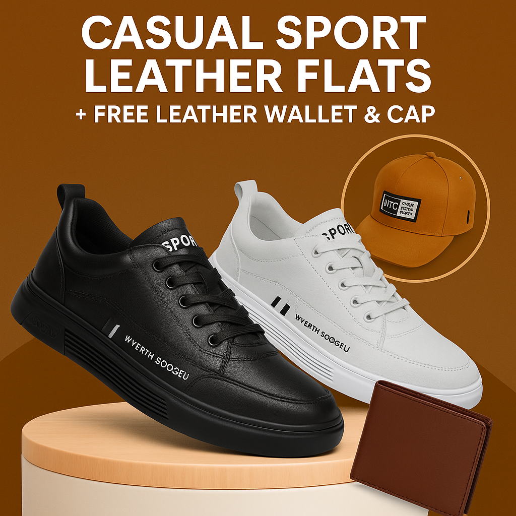 Casual Sport Leather Flats – Genuine Leather + Free Leather Cap