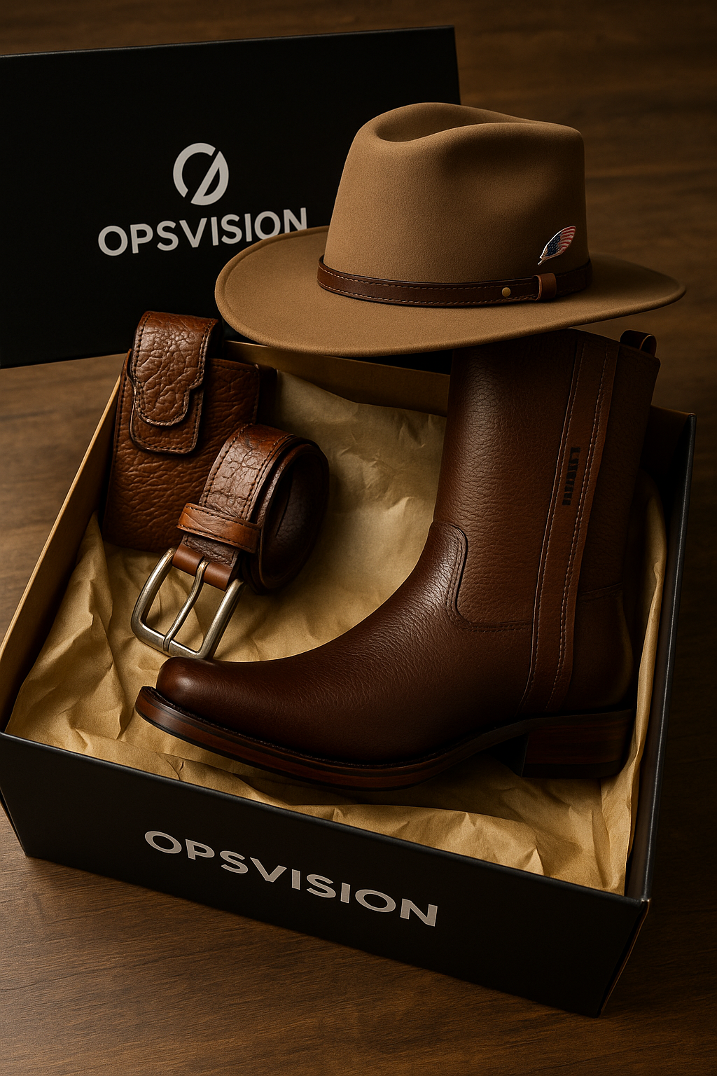 Maverick Genuine Leather Boot Bundle for Men — Field-Ready + Bonus Hat, Belt & Wallet